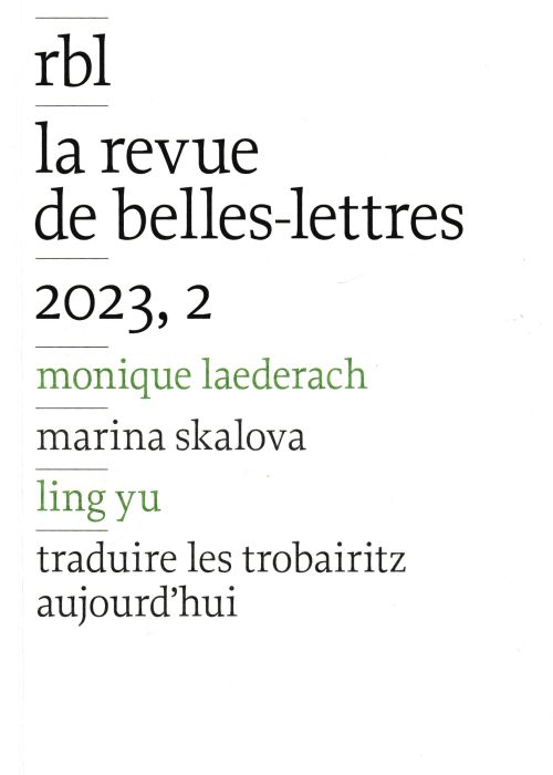 rbl, la revue de belles-lettres, 2023-2              